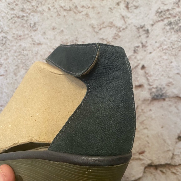 Fly London Navy Leather & Suede Velcro Strap Shoes - Picture 8 of 8